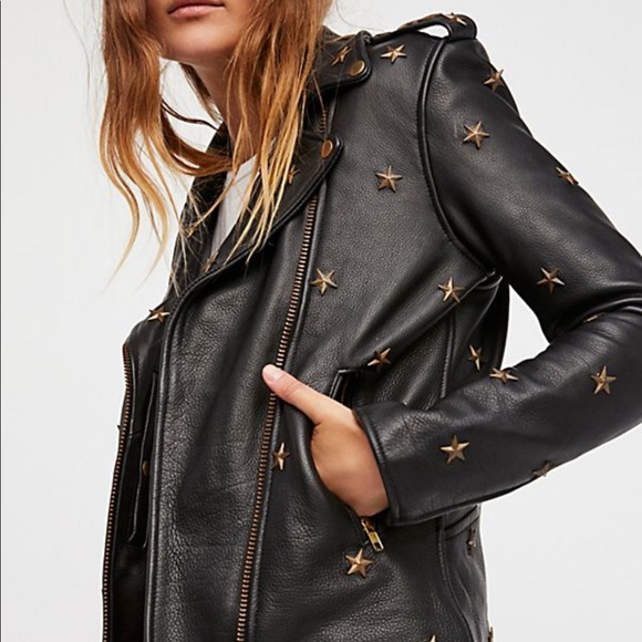 Free People Jackets & Blazers - FP Underrated Star Studded Leather Jacket